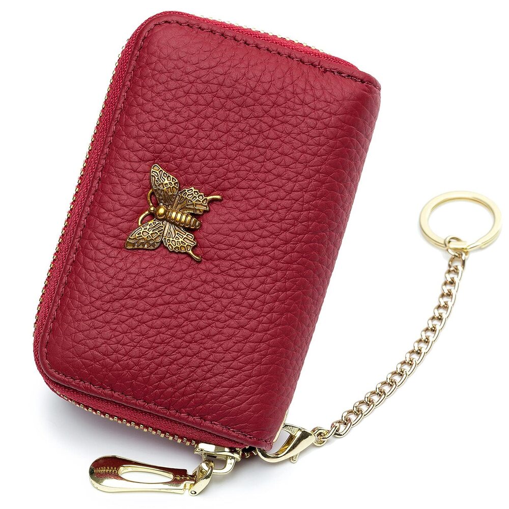 1702 RFID Credit Card Holder Leather Card Case Wallet with Zipper